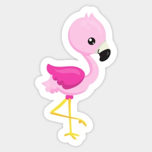 Cute Flamingo, Baby Flamingo, Pink Flamingo, Bird Sticker